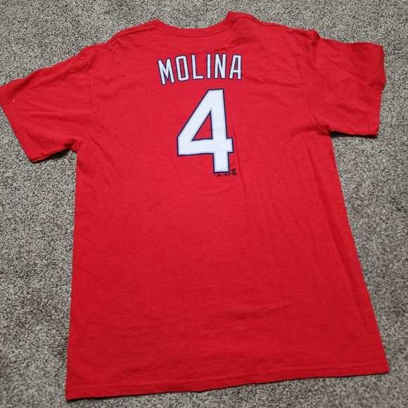 Majestic St Louis Cardinals Shirt Yadier Molina Mens Red Shirsey Jersey - Picture 3 of 4